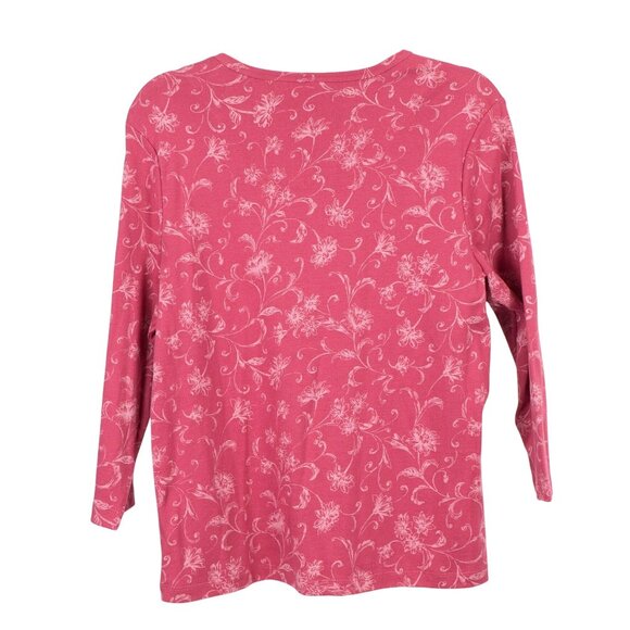 Sonoma VNeck Shirt Womens NWOT Pink Floral 3/4 Sleeve Cotton Lightweight Casual - Picture 5 of 5